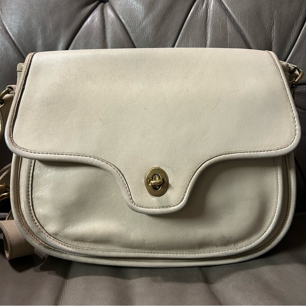 Vintage COACH Lenox Bone Crossbody / Shoulder Bag Made in US #9076 VTG Rare - Picture 3 of 17
